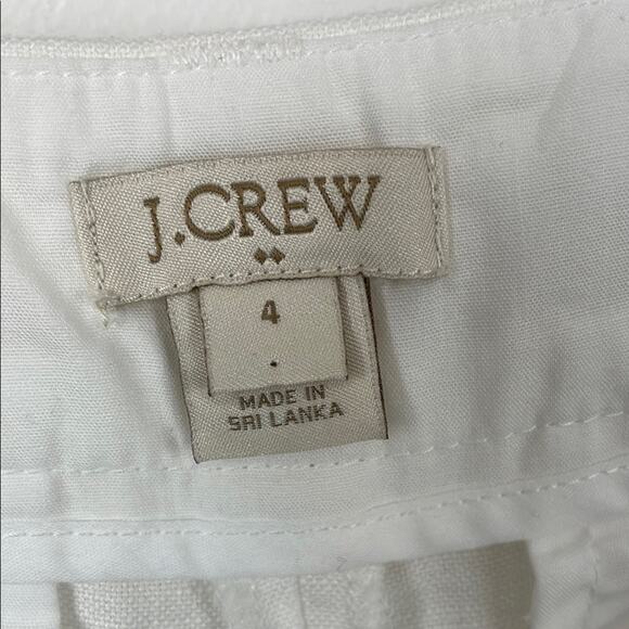 J Crew Linen Blend 2 Pocket  White Scalloped Hem Mid Rise Women's 4 Shorts NWT - Picture 9 of 9
